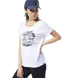 Reebok Graphic Series Camo Easy T Shirt Damen - Weiß - DE 026-DTB